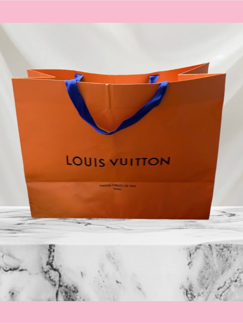 Louis Vuitton Orange gift bag Blue Ribbon Handles